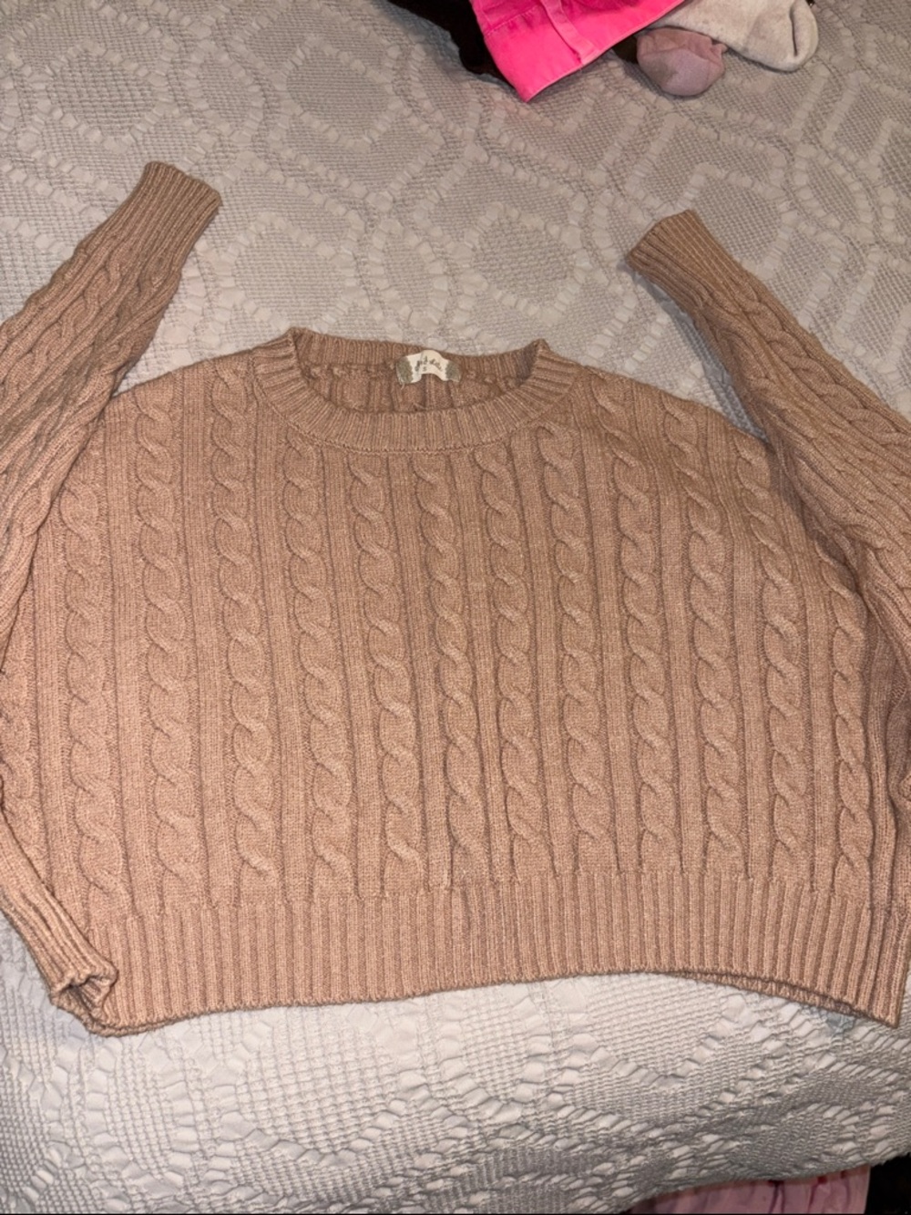 Altard state Women’s Cable Knit Sweater - Blush Pink